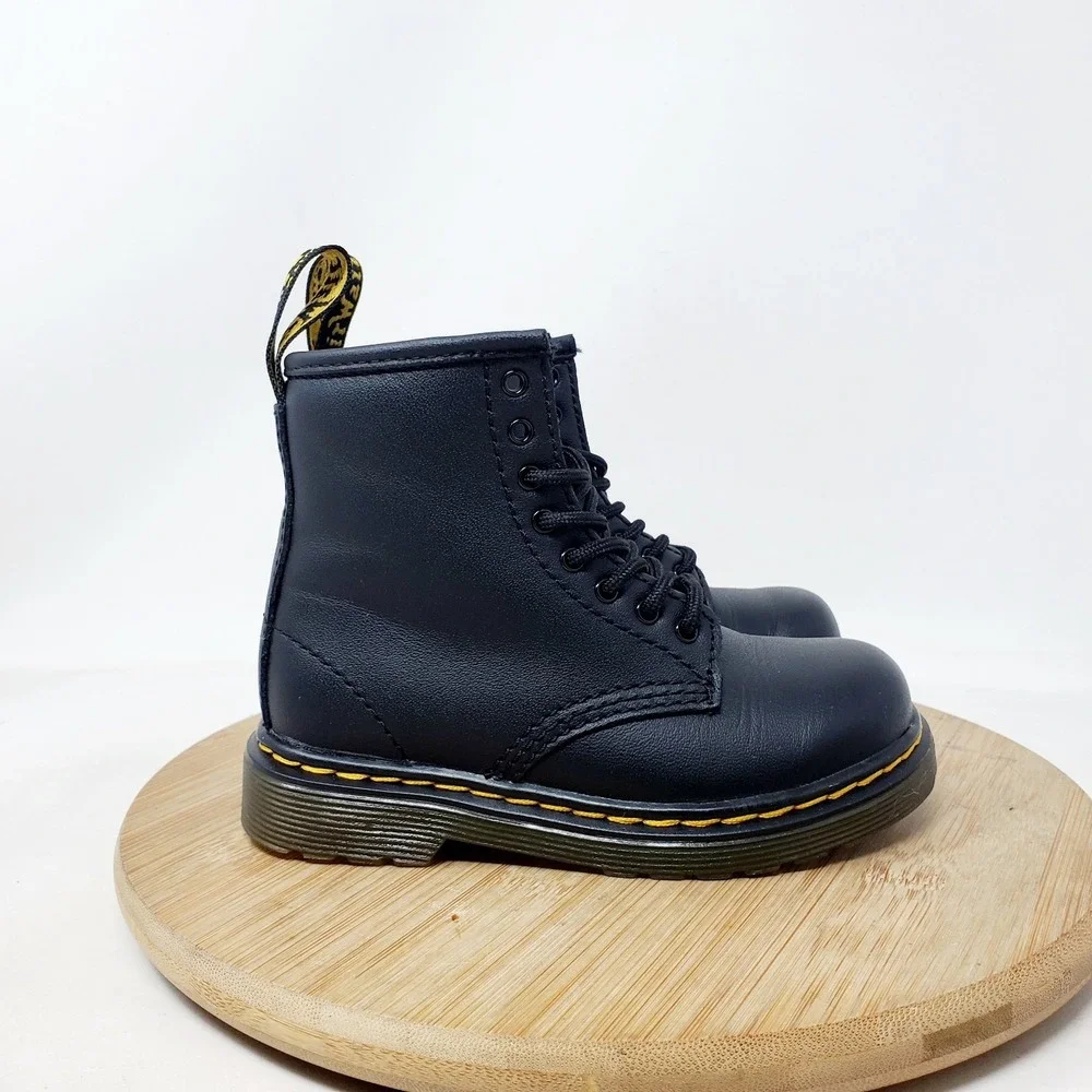 Dr Martens 1460 Boots Kids 8 Toddler Black Lace Up 8 Eye Little Boys Girls Shoes